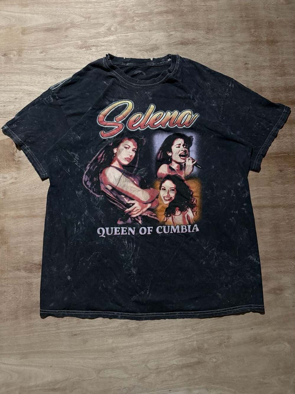 Selena Queen of Cumbia Graphic Acid Wash T-Shirt
